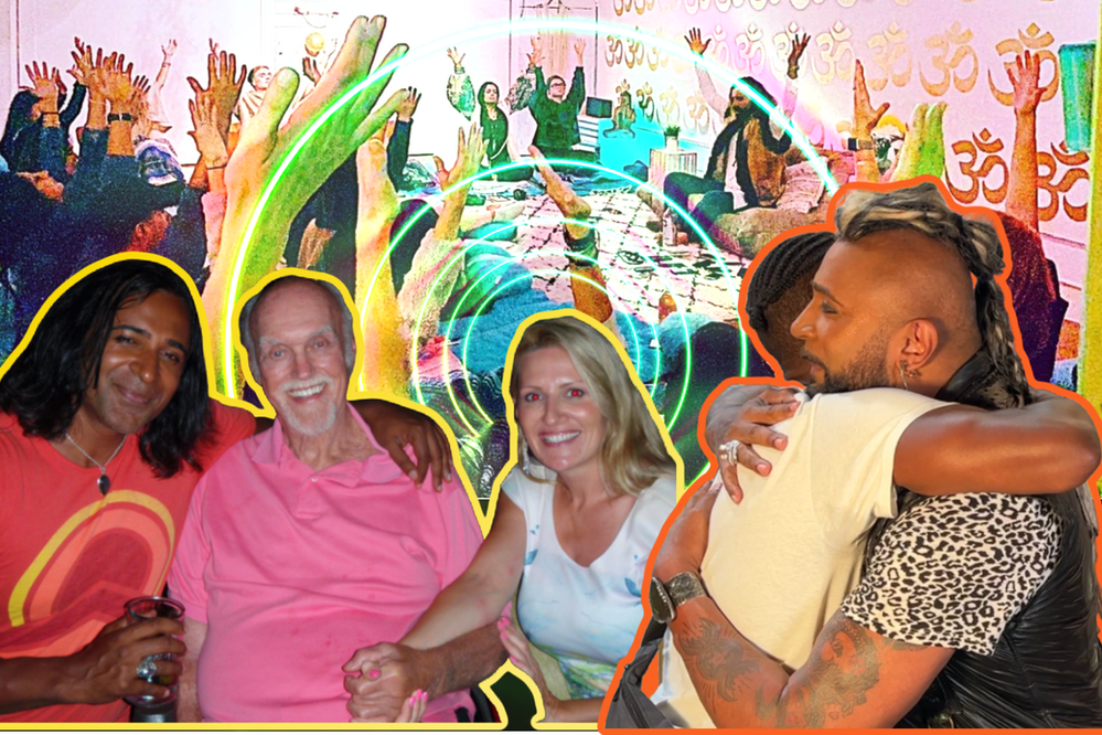 Riz and Oriah with Ram Dass after channeling in his home.